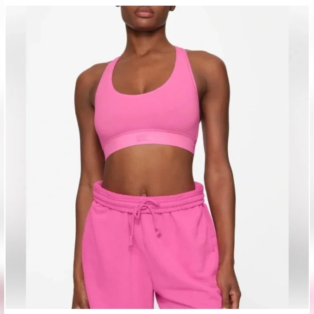 SKIMS Cotton Jersey Racerback Bra Sugar Pink Large Discontinued